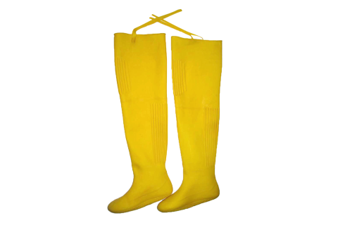 Yellow latex store boots